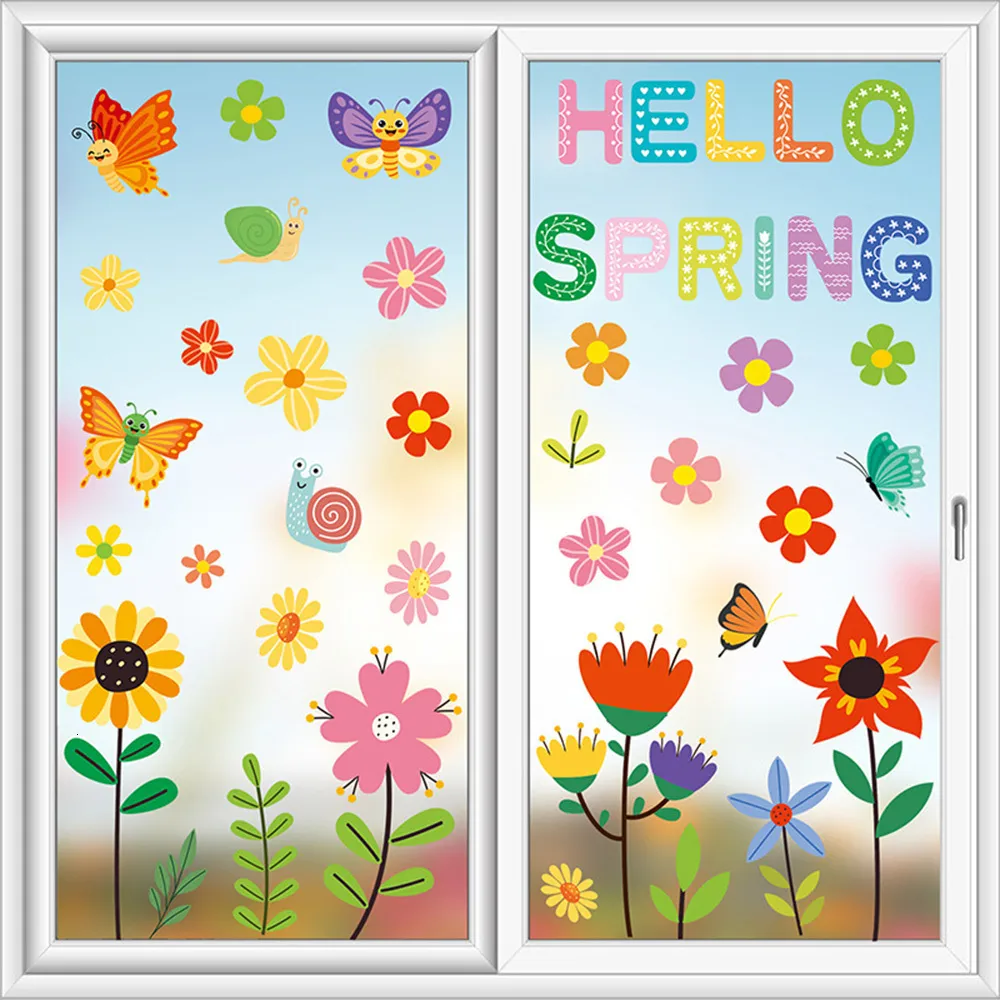 Spring Inspired Window Sticker Wallpapers 9 Sheets Spring Flower Window Sticker... From Kong08, $7.6 ...