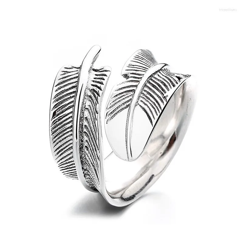 Anillos de racimo 698FJ 699FJ ZFSILVER Silver S925 Moda Moda Ajustable Retro Clásico Anillo de plumas de lujo para hombres Mujeres Fiesta de bodas