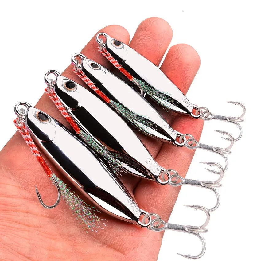 Metal Cast Jig Spoon Black Minnow Lure With Hook 10g To 40g Sizes