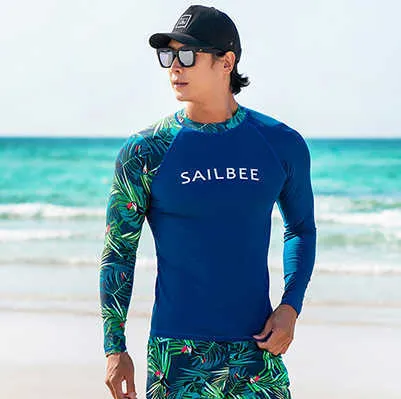 Wetsuits Drysuits SAILBEE Mens UV Protect Surfing Rash Guard Long Sleeve Swimsuit Quick Drying Surf Shirt J230505 From Us oklahoma 19.31 DHgate.Com