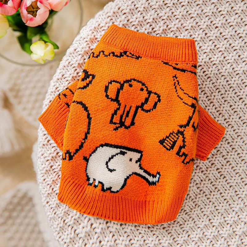 Sweaters Elephant Sweater Pet Dog Clothes Warm Knitting Clothing Dogs Costume Cute Cotton Chihuahua Spring Autumn Orange Boy Mascotas