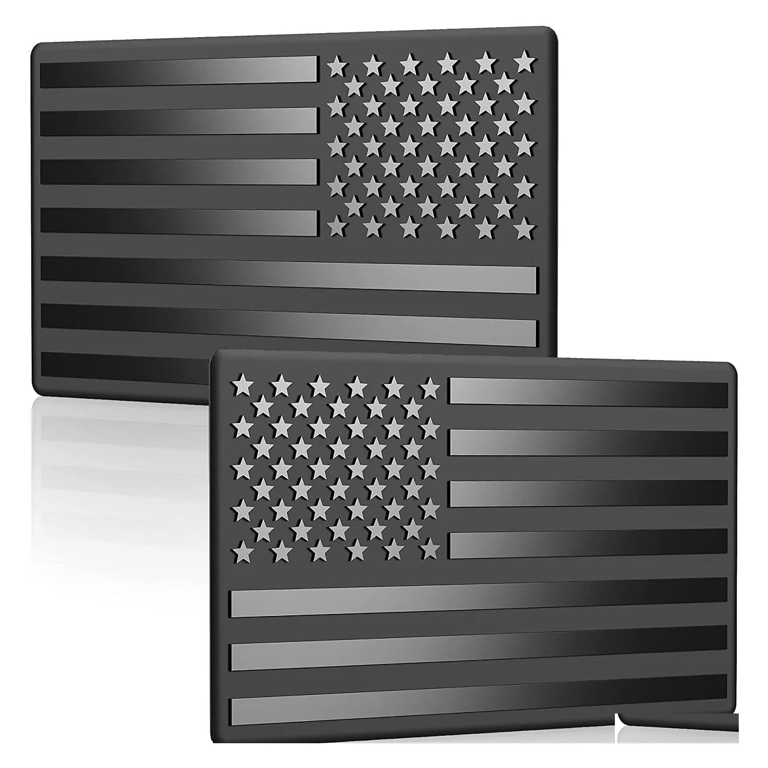 Lot de 2 autocollants de voiture drapeau américain autocollant noir 3D US pour véhicules 5 x 3 petit emblème de pare-chocs USA compatible avec Jeep Trucks Rv Dhnq7