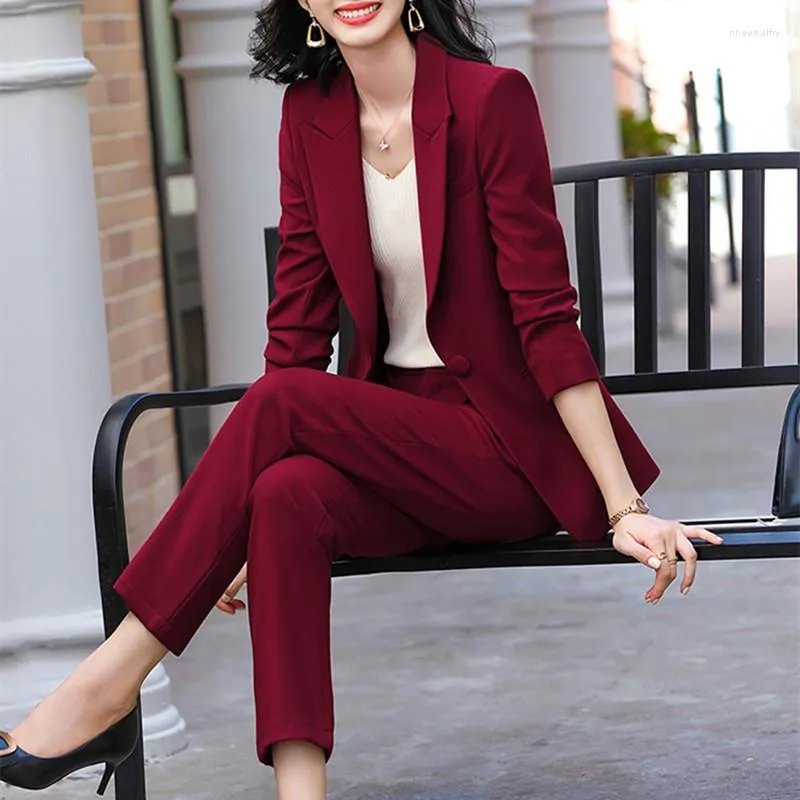 Pantalon femme shop rouge foncé