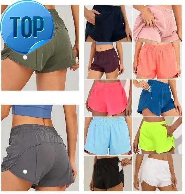 Lulus -märke Kvinnor Yoga kläder höga midjeshorts träning korta byxor fitness bär flickor som kör elastisk vuxen sportkläder