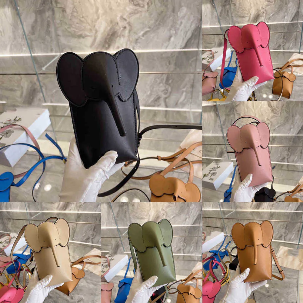 Elefanttelefonpåse kvinnor handväska axel läder lyxig designer varumärke korthållare crossbody kvinnliga plånböcker 220323