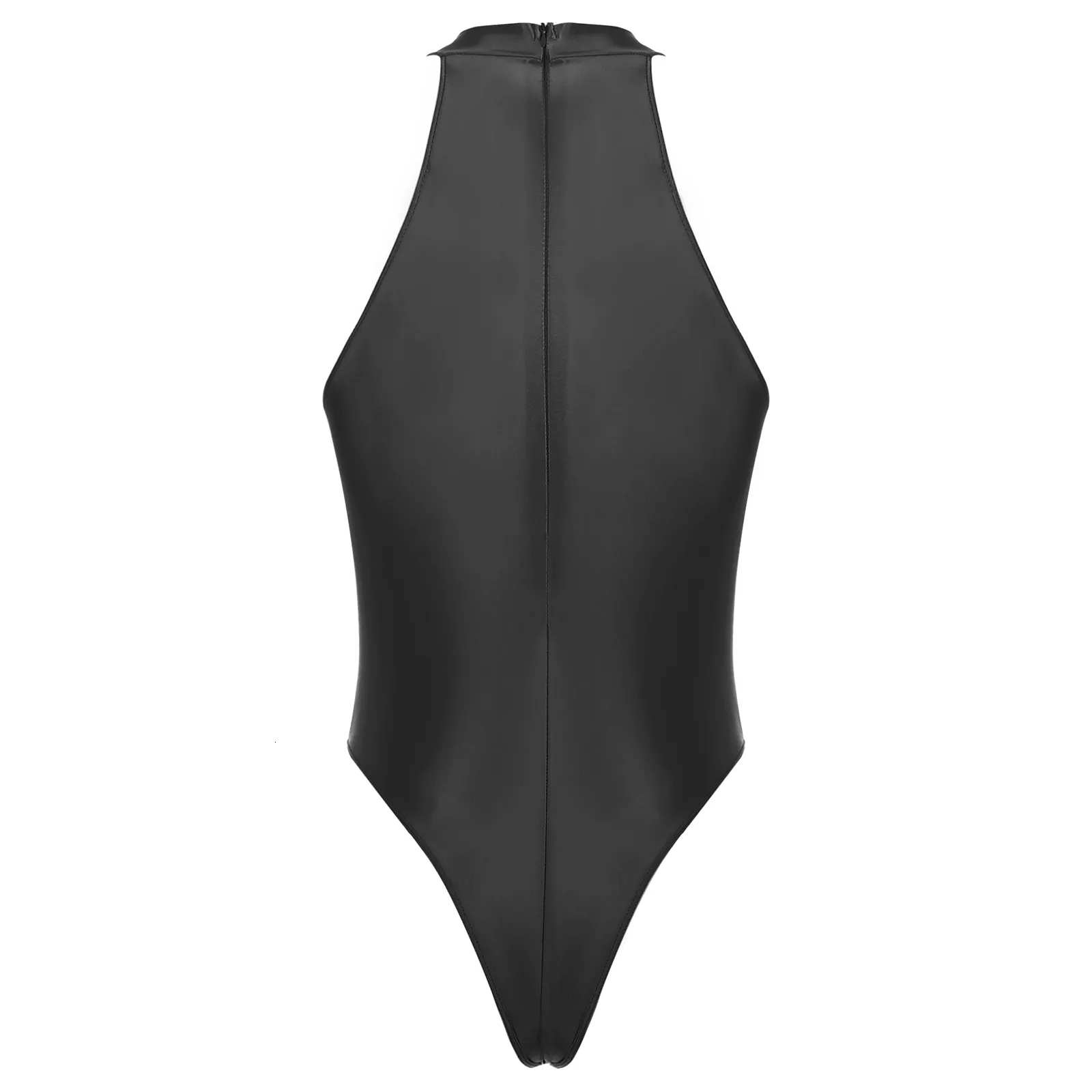 Glossy Sleeveless Full Body Swimsuit Men With Back Zipper For Men