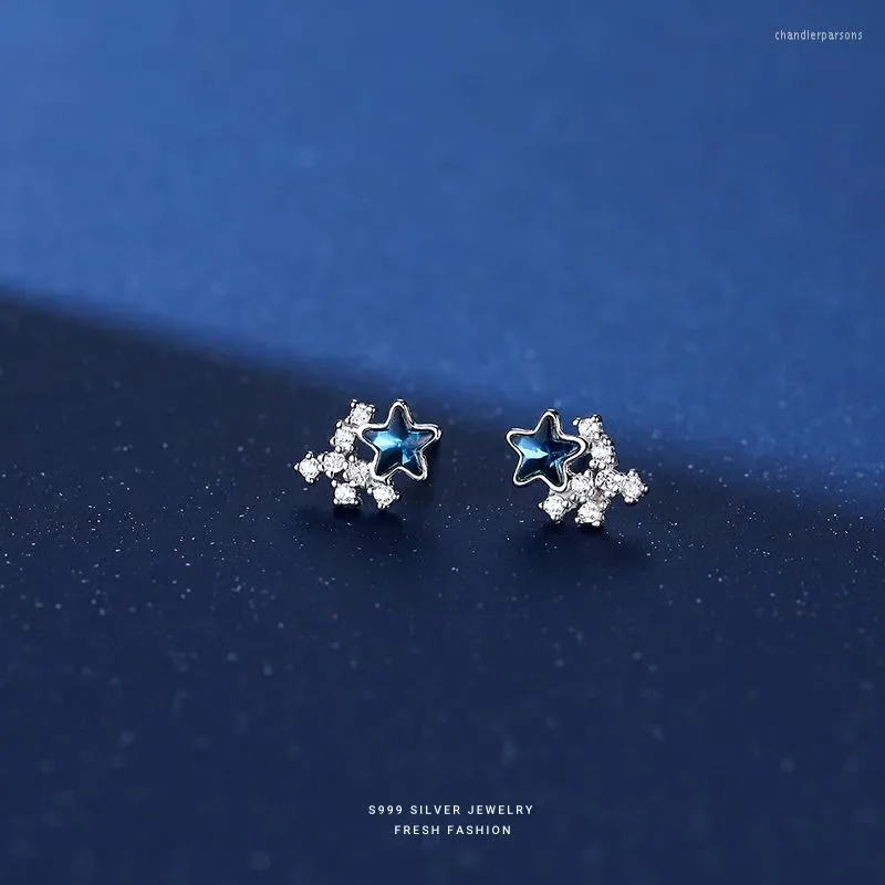 Серьги -грибы Корейский стиль 925 Серебряная синяя синяя звезда для женщин Биджо -богемские ювелирные изделия 2023 Бринкос