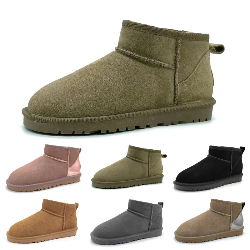 Designer boots Classical Short boots Womens boots Keep Warm Man Womens Plush Casual shoes Pink chestnut gray black dark green Platform Shoe Booties