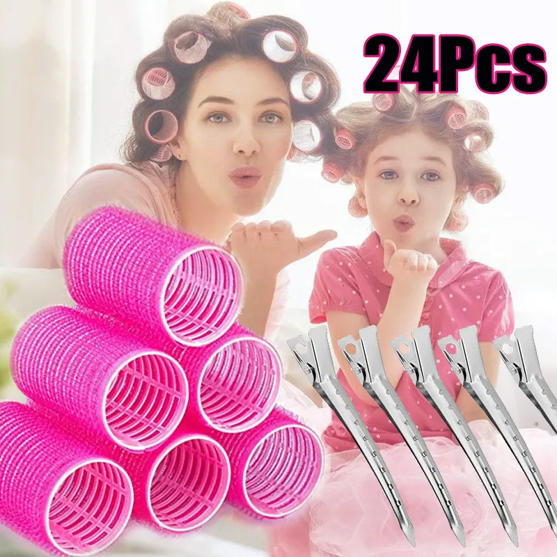 Ролики для волос 24pcs Hair Rollers с штифтами для волос волшебные бичлеры не устанавливают тепло в керлинге для парикмахерской для парикмахерской инструмента