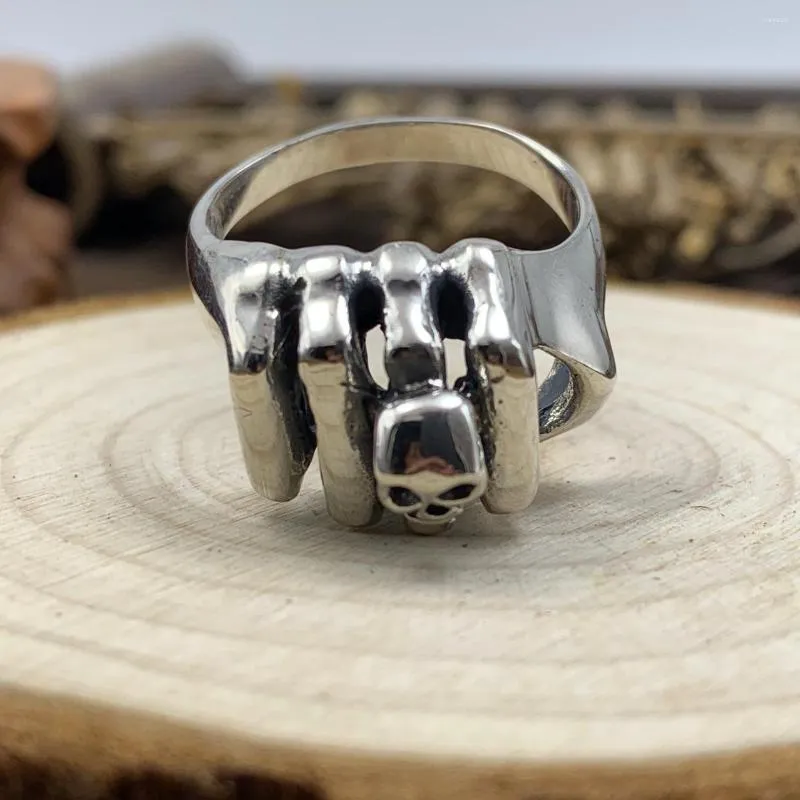 Cluster Rings International Standard 925 Thai Silver Single Single Skull Fist Lucky Romining Men's Ring