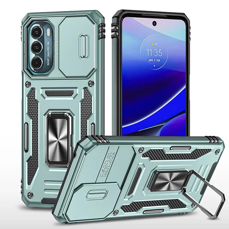 Magnetische Autohalterung Handyhüllen für Motorola Moto G73 G53 G13 E22i Ständer Kameraobjektiv Schutzabdeckung mit Halterung Verbesserte modische stoßfeste Hülle