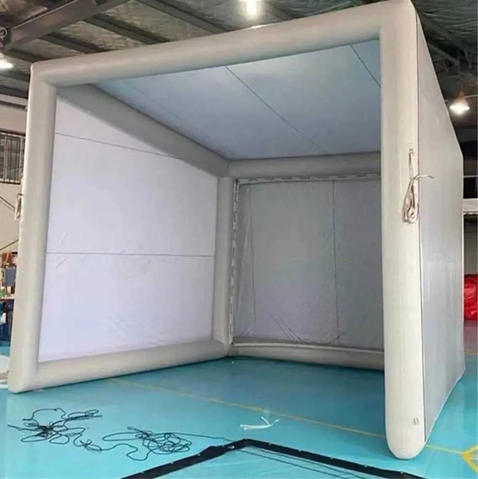 4.8x3x2.5m Tenda sportiva personalizzata simulatore di golf gonfiabile cabina ermetica in gabbia in PVC schermo di proiezione tubo sigillato moive house con adesivo oxford parete / pompa in vendita