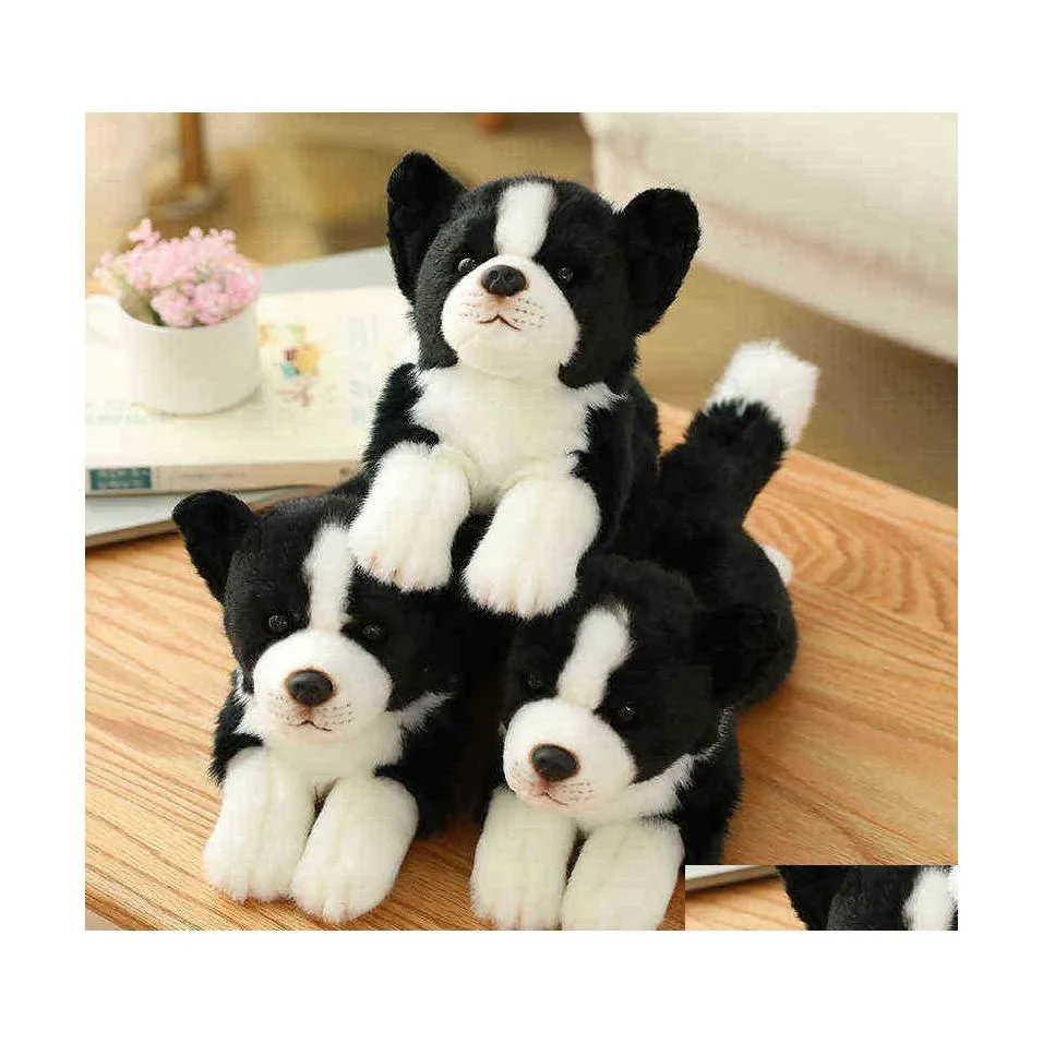 Poupées en peluche Simation Border Collie Chien Peluche Super Haute Qualité Hound Pour La Maison De Luxe Décor Pet Amant Cadeau D'anniversaire J220729 Dro Dhetd