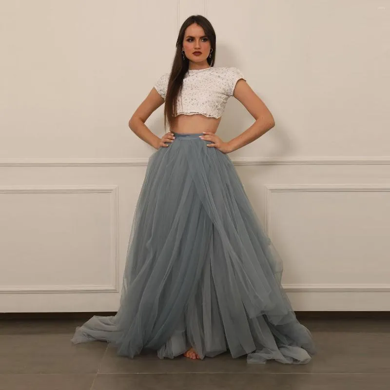 Tulle maxi skirt gray best sale