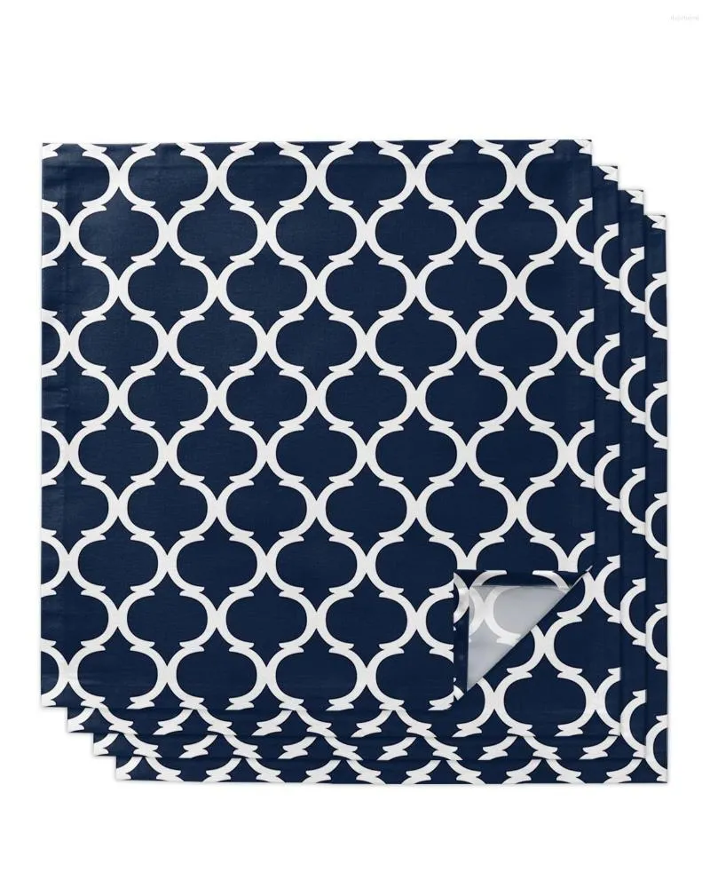 Table Napkin 4pcs Morocco Navy Blue Square Napkins 50x50cm Party Wedding Decoration Cloth Kitchen Dinner Serving