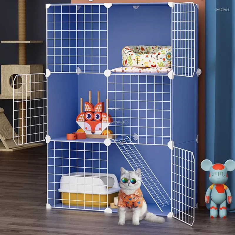 Portable Multi Layer Foldable Cat Crate With Iron Art Design For Indoor