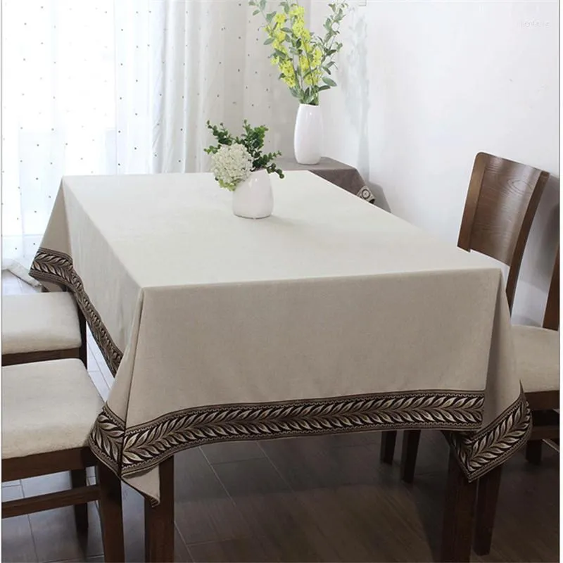 Table Cloth Rectangle Double Sided Plush Tablecloth Waterproof Leaf Embroid Chenille Material Decorative Atmosphere
