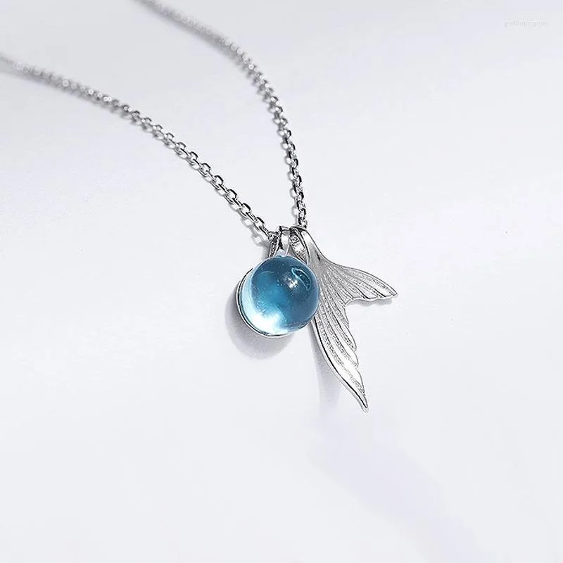 Chaînes 2023 Bijoux Mode Larmes de Sirène Collier en Mousse Bleue Pour Femmes Clavicule Exquise De Haute Qualité_voghion.com