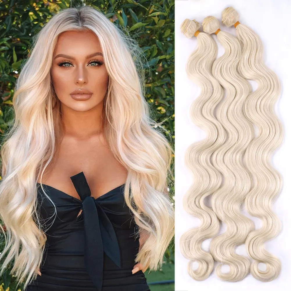 Peça de cabelo Pacotes de ondas corporal Extensões de cabelo costuram em púlios de trama de cabelo de cabelo resistente ao calor sintético 26 polegadas 100 grama 230504