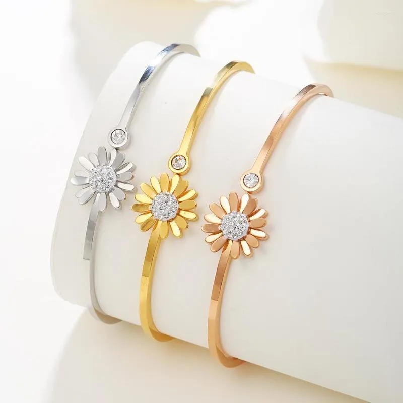 Gold Stainless Steel Flower Kirtilal Diamond Bangles Bracelet With