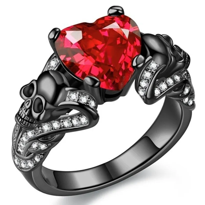 Anneaux de mariage FLIUAOL bijoux gothiques de haute qualité violet rouge noir cristal crâne Unique pour les femmes 230505