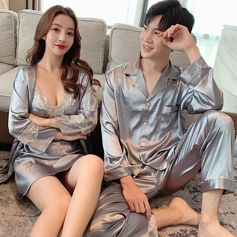 Mens Sleepwear Men Couple Luxurious Pajamas Set Plus Size Wedding Suit Relax Fit Male Couples Nightwear Ice Silk Lounge Sleep Shirt From 19 83 DHgate