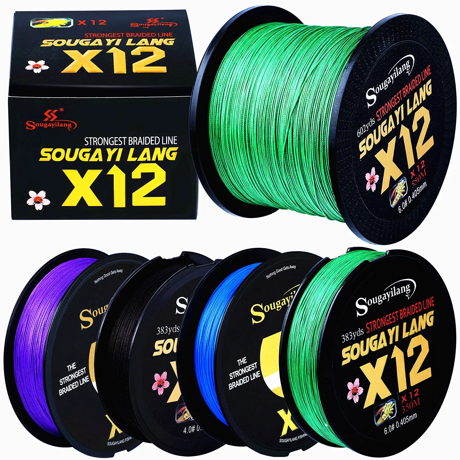 Braid Line Sougayilang Fiskelinje 12 Strängar PE Braid Autrasion Resistant Fishing Wire för sötvatten Saltvatten utomhus fiskeutrustning 230505