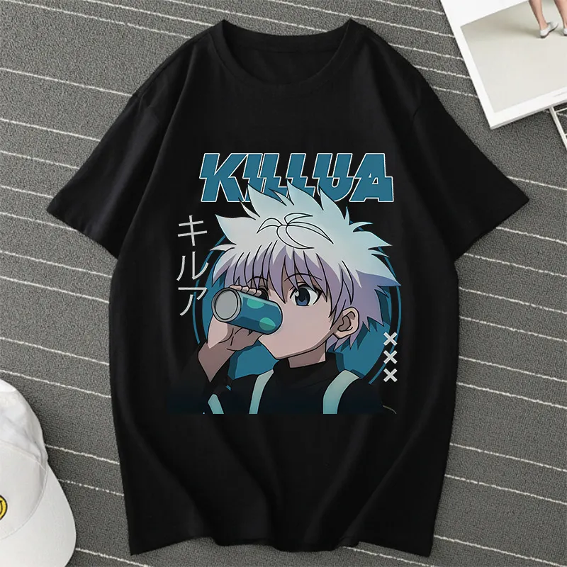 Camisetas Masculinas Anime Hunter X Hunter Killua Zoldyck Camisetas Homens Mulheres HXH Anime Camisetas Casual Harajuku Streetwear Verão Homens Roupas Tops 230504