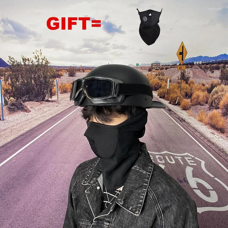 Motorradhelme Free Gift Helm Motocross Vintage Open Half Face Motorradfahren für Erwachsene