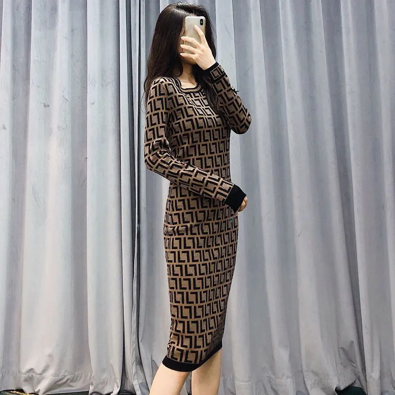 High Class Knit Casual Dresses Women Vintage Pattern Quality Dress
