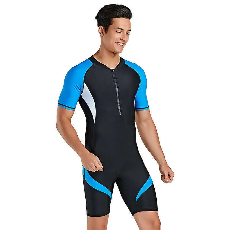 Wetsuits Drysuits Onepiece Lycra Wetsuit for Men Front Zip Shorty Scuba Rash Guard Swimsuit Jumpsuit Surfing Swimming Scuba Diving Skin J230505