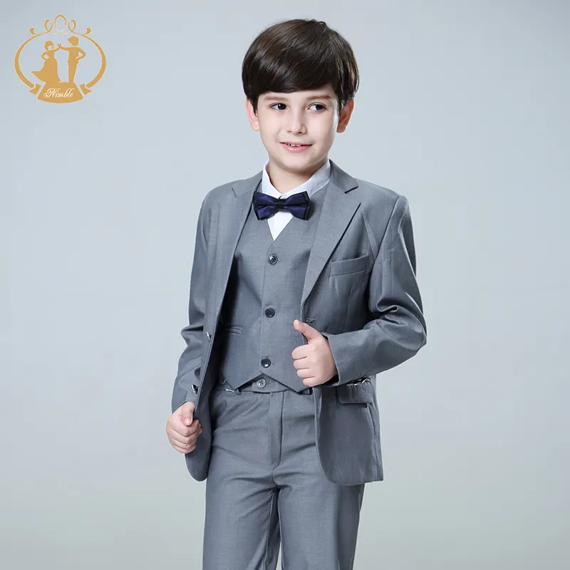 Pakken behendige Spring Autumn Formele jongenspak voor bruiloften kinderen feest gastheer kostuum groothandel kleding 3pcsset blazer vest broeken 230504