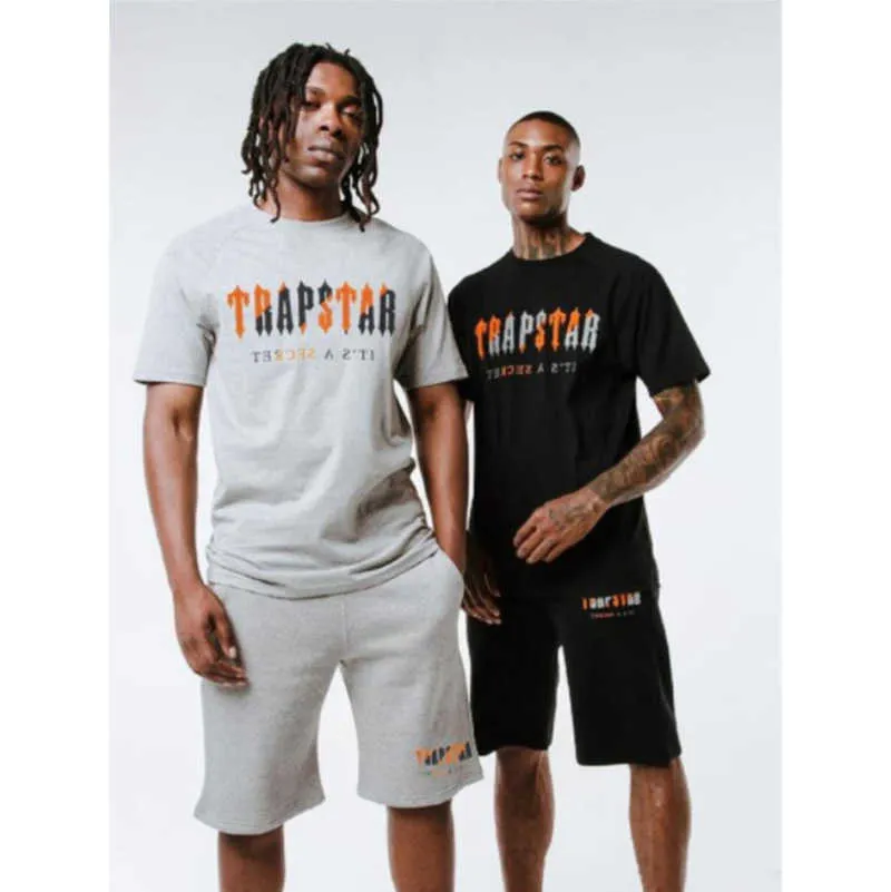 Designer Fashion Clothing Tees T-shirt trapstar Orange Gris Serviette Brodé Sports Casual Set Hommes Femmes T-shirt à manches courtes ShortsCasual Cotton Streetwear Top