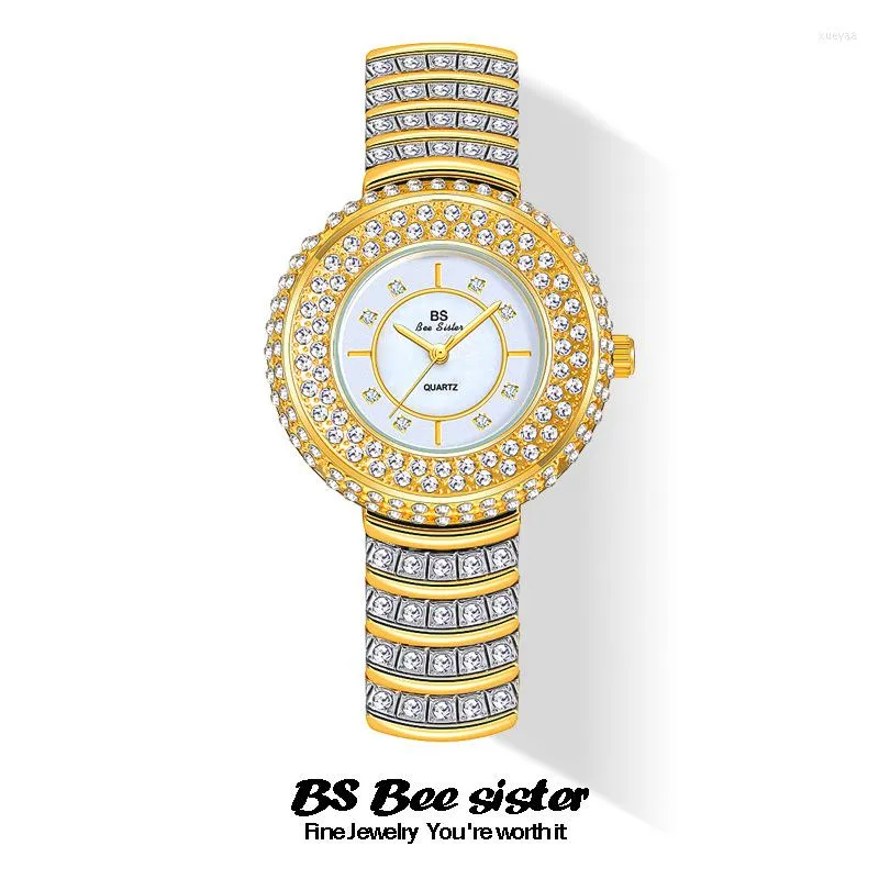 腕時計BSフルダイヤモンドライトラグジュアリーフラッシュレディースウォッチクォーツファッション