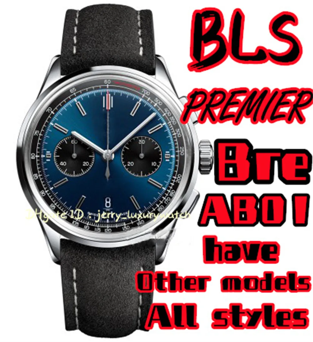 BLS BRE PREMER AB011 Luxury Men's Watch Chronograph 42mm with Cal.01セルフ巻き機械運動直径300メートルの防水