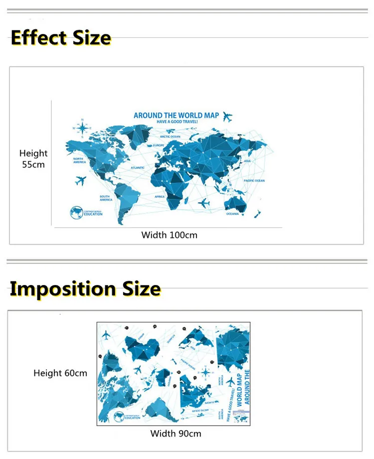 PVC World Map Wall Sticker Creative Pastoral... From Kong08, $20.52 ...