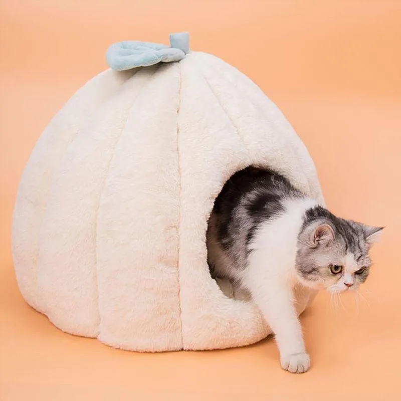 家具ファッションペット製品ホームウォームベッド猫用冬のテントカボチャの柔らかいぬいぐるみ小さな犬小屋屋内ベッド猫の洞窟巣を￥2,799 | DHgate