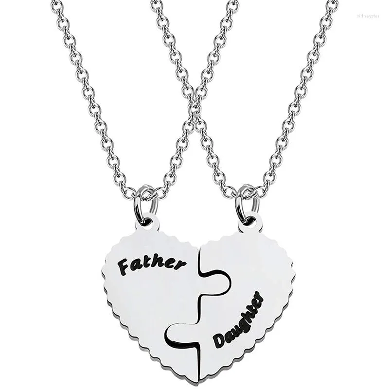 Pendentif Colliers 2pcs / set Mère Et Fils Père Fille Collier En Acier Inoxydable Bijoux Pour Femmes Hommes Fête Des Mères Cadeaux Des Pères