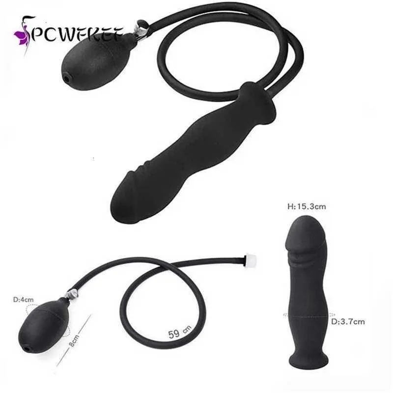 Sex Toy Massager Inflatable Huge Anal Butt Plug Women Vaginal Dilator Expandable Silicone Prostate Men Toys