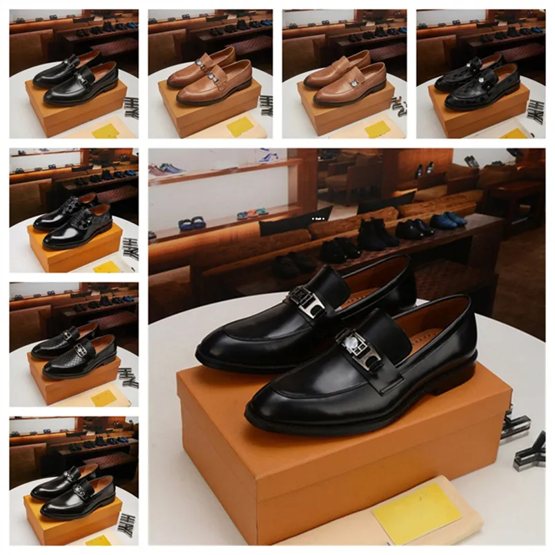 Designer de couro Sapatos de vestido de luxo Chaussure Homme em Cuir Office Costura Mocassins feitos à mão sapatos de couro genuínos