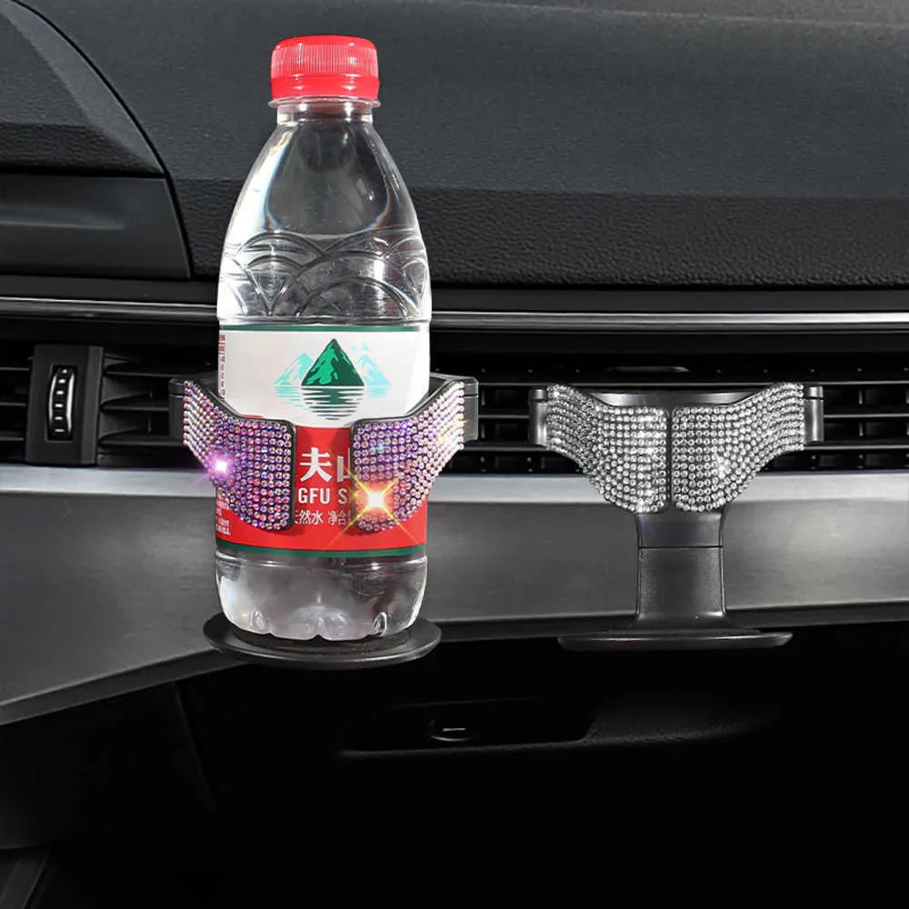 Frienda 2 in 1 Multifunctional Car Cup Holder Vehicle Mounted Water Cup  Drink Holder and 2 Piece Bling Car Cup Holders Crystal Car Pads for Car