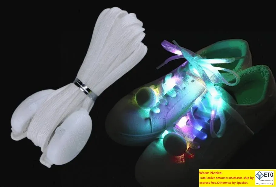 Lacets clignotants LED illuminent les lacets de chaussures en nylon avec pour les faveurs lumineuses de fête en cours d'exécution Hiphop danse cyclisme randonnée patinage 3 modes