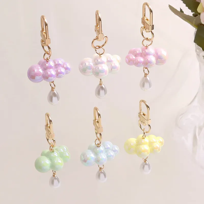 Acrylique Perle Petits Nuages Porte-clés Pendentif Mignon Multi Couleurs DIY Sac De Voiture Porte-clés Bijoux Cadeau Accessoires