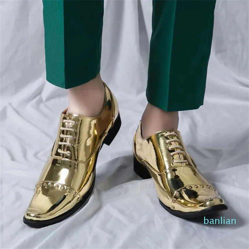 Wholesale Blue Gold Patent Leather Tuxedo Shoes For Men Perfect For Formal Weddings Proms And Homecoming At Only 68.63 DHgate.Com