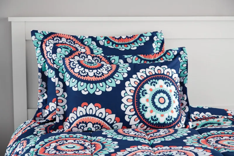 Mainstays navy medallion bed clearance in a bag bedding