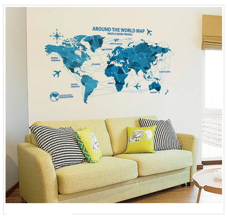 PVC World Map Wall Sticker Creative Pastoral... From Kong08, $20.52 ...