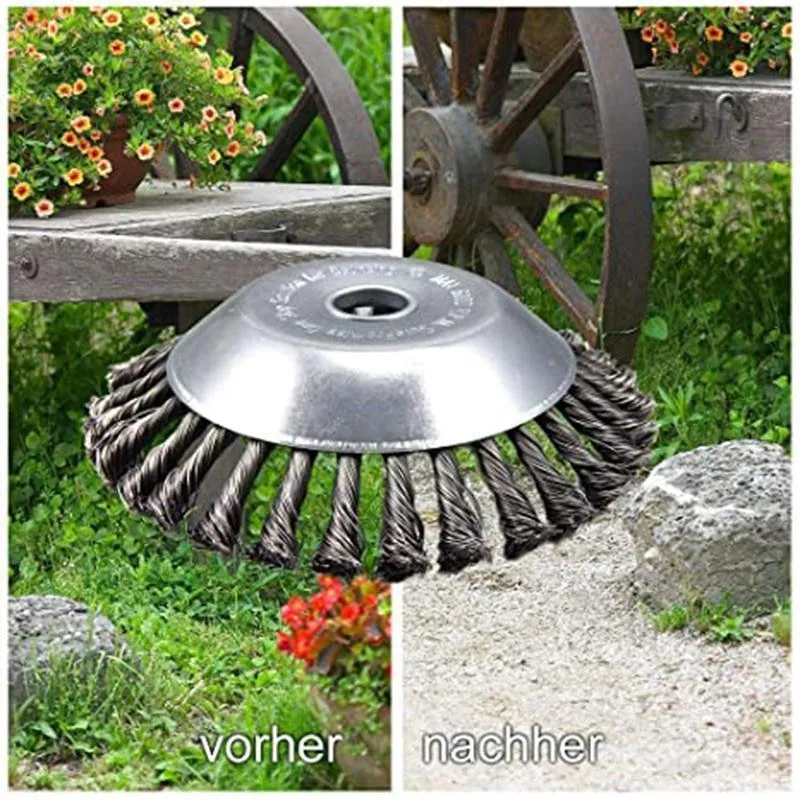 150mm fil d'acier roue jardin désherbeur brosse tondeuse à gazon mangeur d'herbe tondeuse débroussailleuse outils jardin coupe gazon tête désherbeur brosse