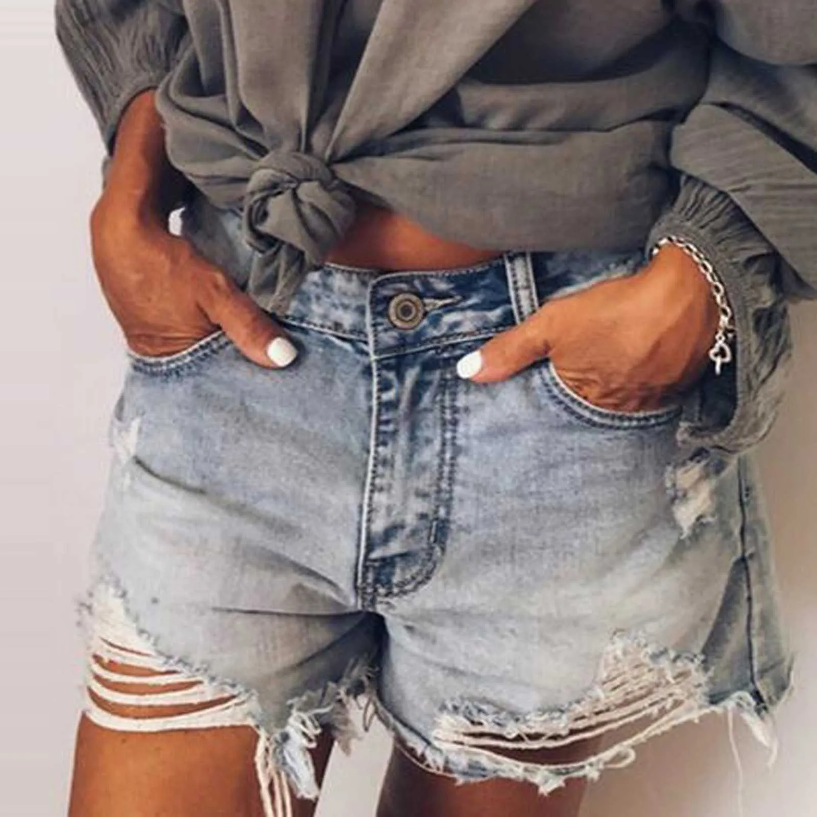 Dames shorts Summer Denim Shorts vrouwen High Tailed Plus Size High Tailed Stretch Summer Jean Causal Shorts Wide Legs Female Denim Jeans Z0505