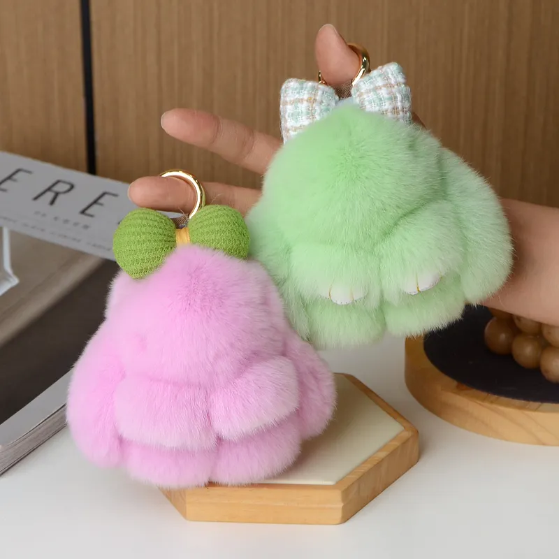 Rex Plush Rabbit 4 in 10 cm Real Genuine Rex Rabbit Fur Plush Bunny Bag Charm Keychain ...