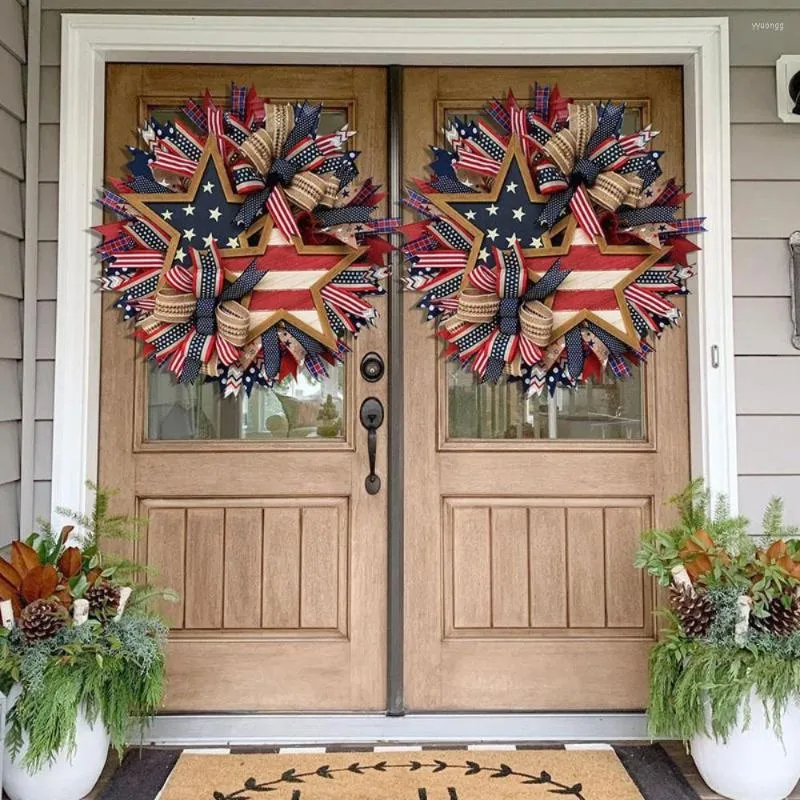 Decorative Flowers Hanging Festival Celebration Front Door Independence Day Wreath All Season Welcome Sign Patriotic Memorial Wreaths